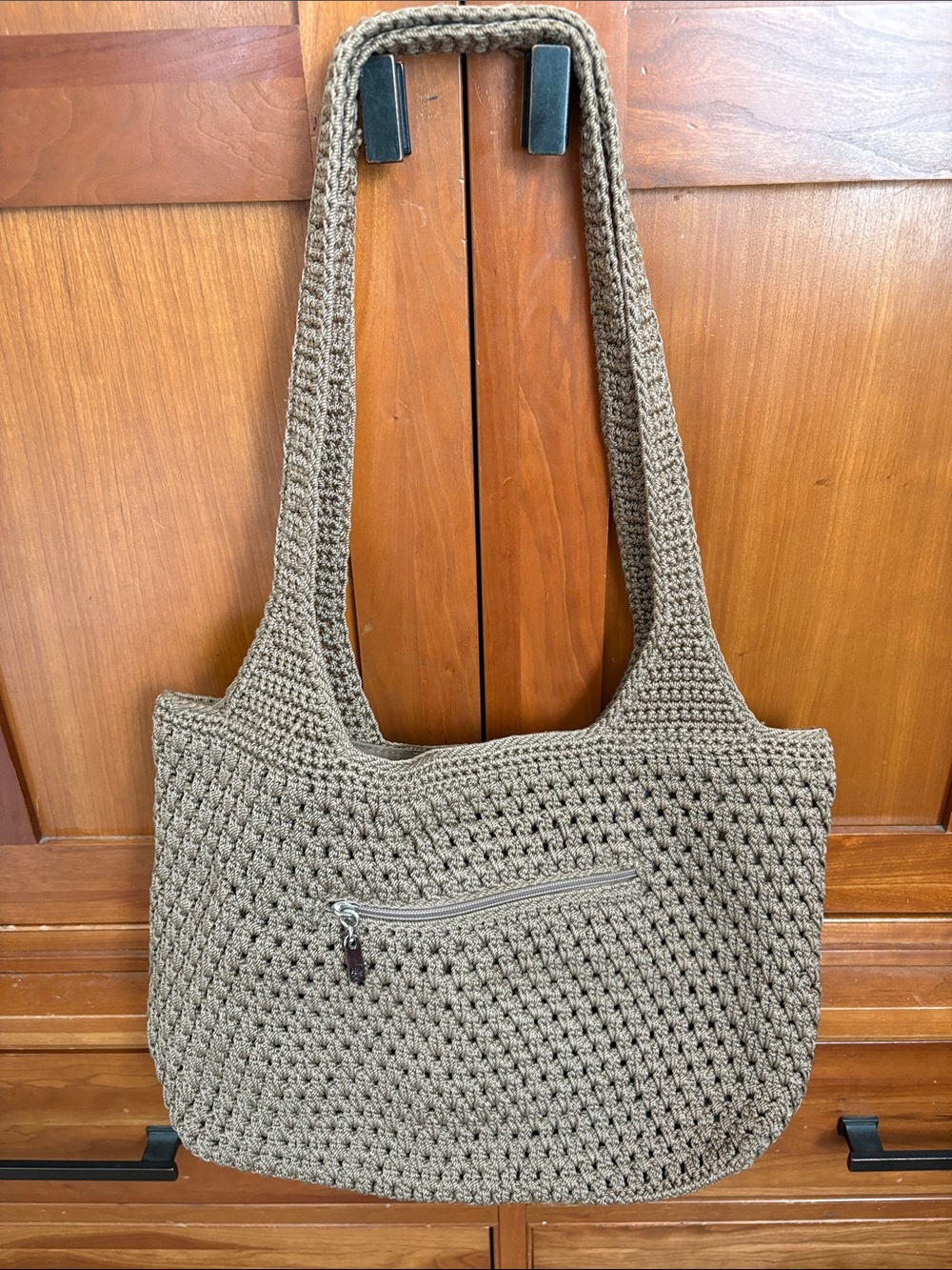 The SAK knit Brown Crochet Shoulder Bag